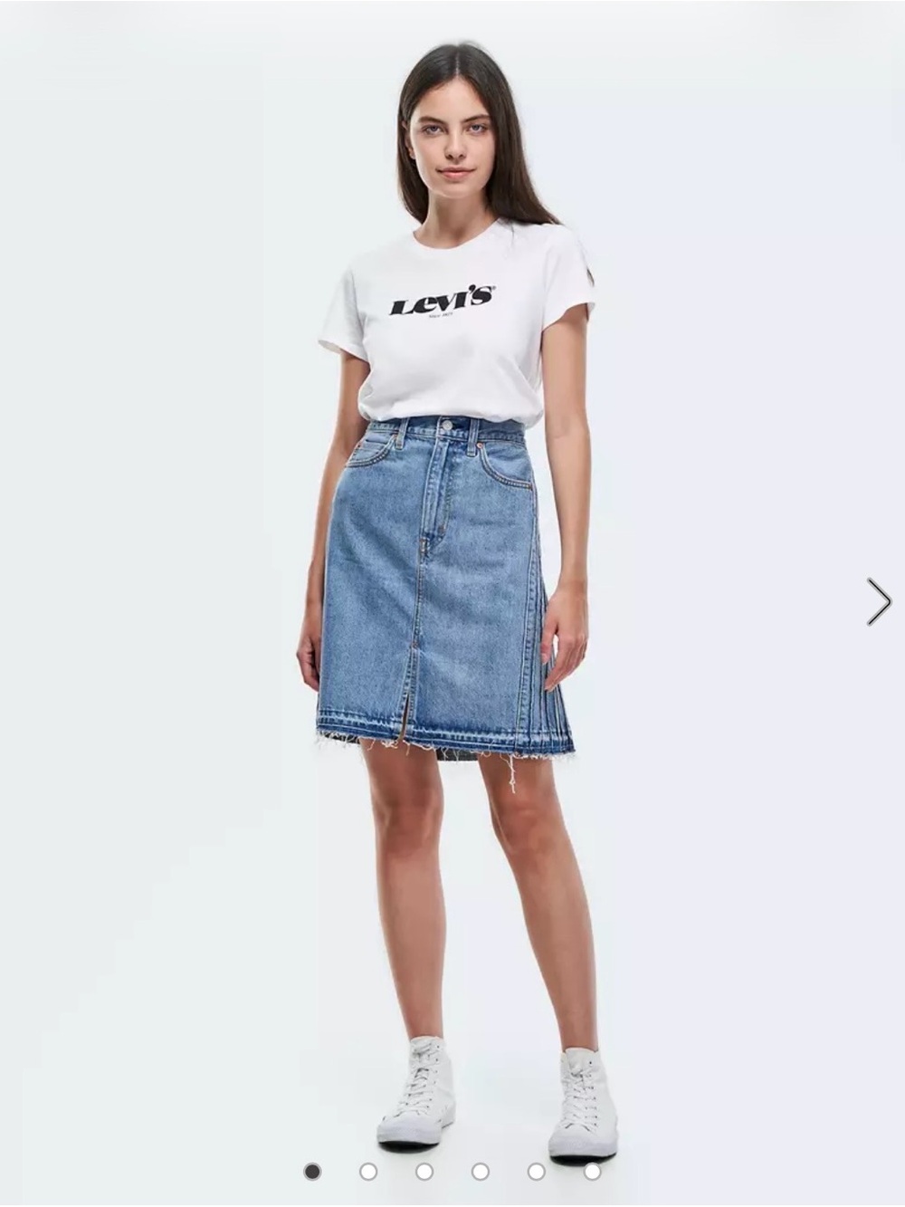 Levi's PRIDE Light Blue Denim A-Line Skirt with Frayed Hem Limited Edition